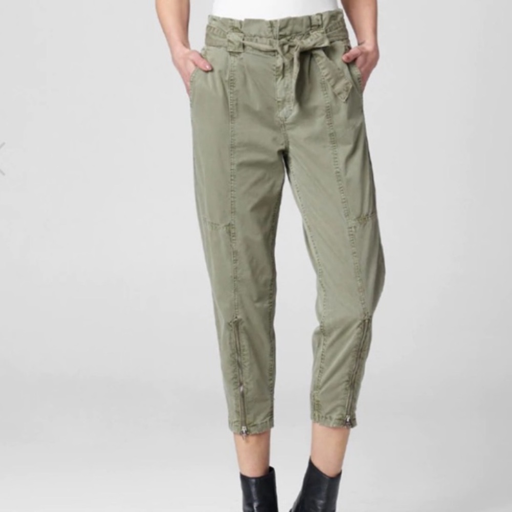 BlankNYC Paperbag Waist Cargo Olive Green Trousers Size 30